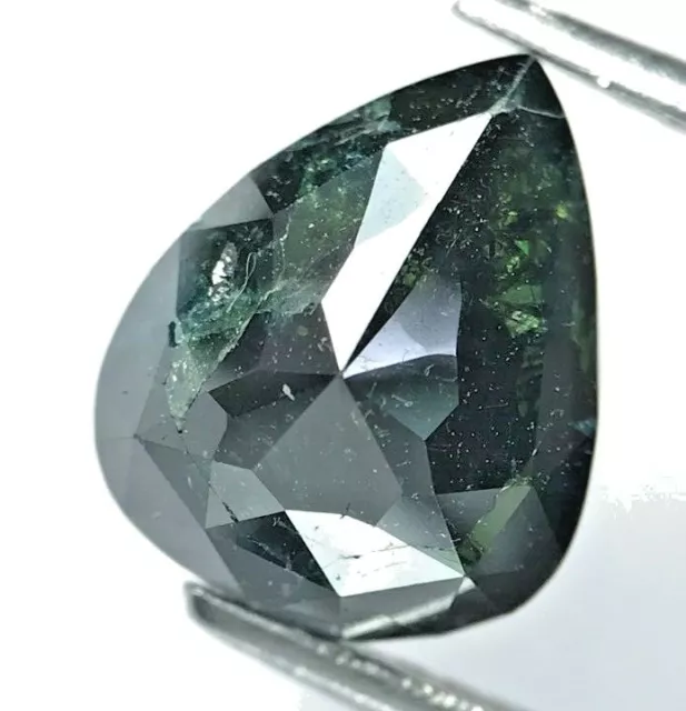 Big natural diamond 2.54tcw bluish black green sparkling pear full cut for gift