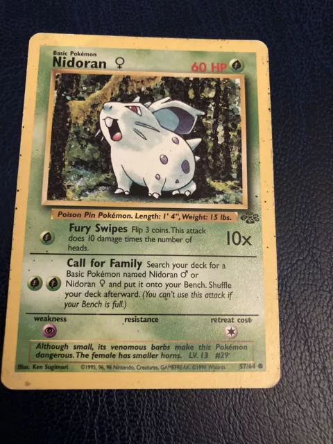 Nidoran 57/64 Dschungel Set - Neuwertig - WOTC Pokémon TCG Karte