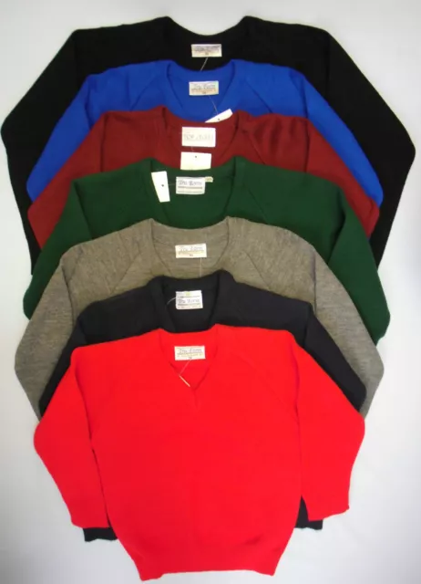 Adults Childrens Kids School Knitted Uniform Jumper School wear Plain V Neck 24