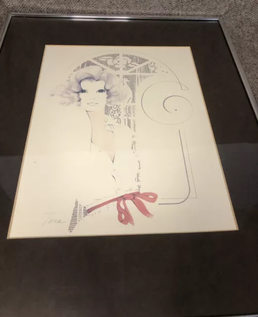 Vintage Mid Century William Tara Fashion Lady Woman Print Hand Colored Signed