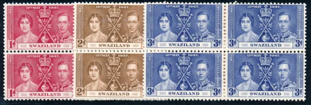 Swaziland 1937 Coronation Blocks Of 4 Mnh