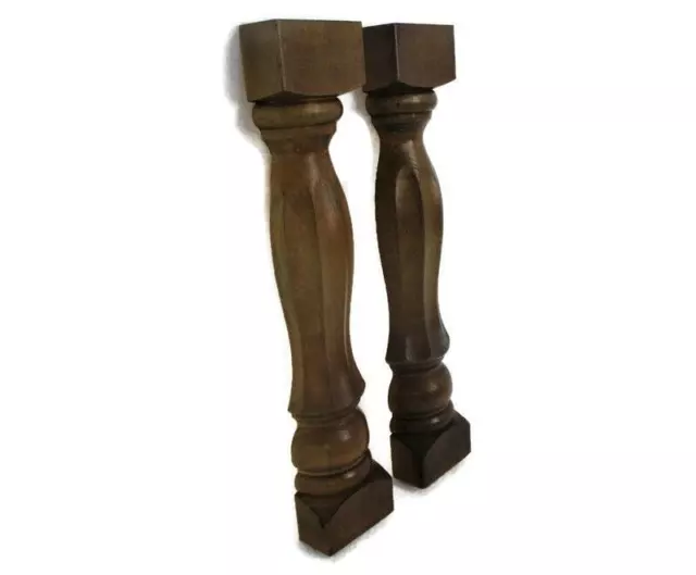 2 Reclaimed Carved Wood Large Spindles Balusters Trim Posts Pillar Salvaged