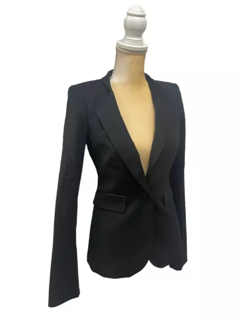 Rachel Zoe Black Button Front Blazer Jacket Size 2 XS FLAW Fitted One Button