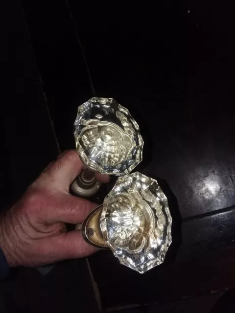 2 Paires De Boutons De Porte Verre Cristal Antique 2