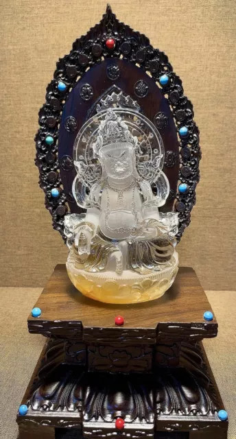 Chinese Exquisite Handmade Buddha Carving Natural Crystal Statue