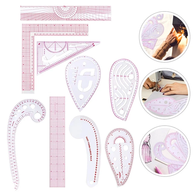 Measuring Ruler Craft 9PCS TRANSPARENT BEVELED Measure Rulers Plastic Sewing Ruler for DIY ...