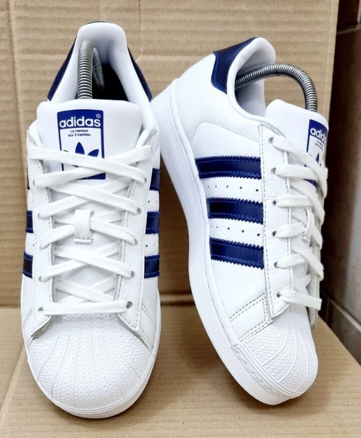 Adidas superstar white deals navy size 6