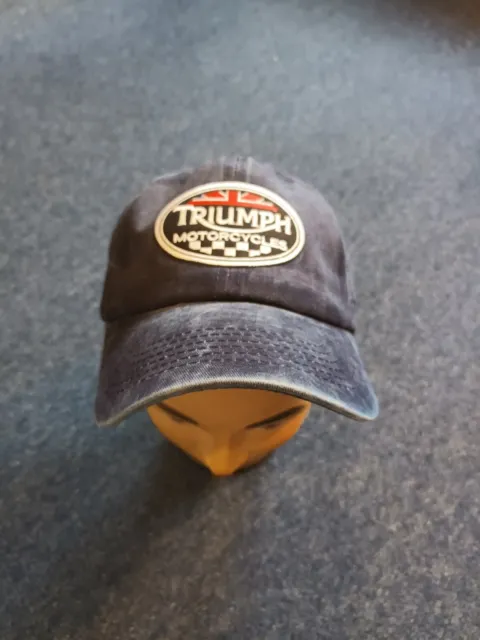 TRIUMPH BRITISH MOTORCYCLES Stone Washed Blue Baseball Cap Fits All Adult/Youth
