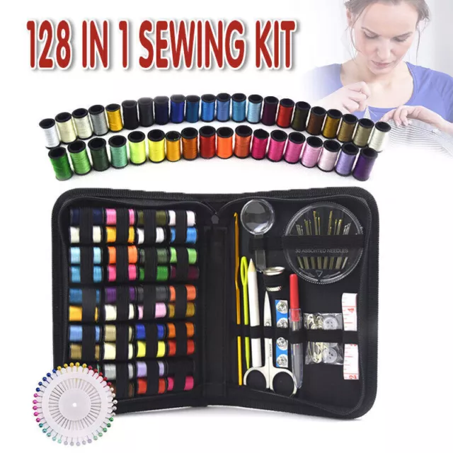 128PCS Portable Sewing Kit Home Travel Emergency Professional Sewing Set NEW AU