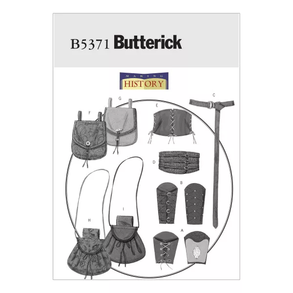 BUTTERICK Sewing Pattern 5371 Miss Men Pouch,Wrist Bracer,Corset s-l or xlg-xxxl