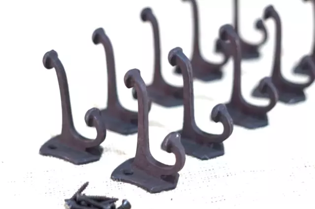 10 PCS Cast Iron Vintage Style Coat Hooks Hat Hook Rack Hall Tree Forged Black 2