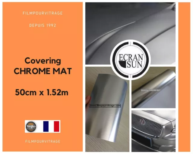 039 - Covering CHROME MAT- Thermoformable - (50 cm x 1.52 m) - Bubble free