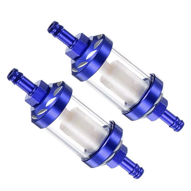 Universal In Line Petrol Fuel Gasoline Oil Filter, Blue, 2Pcs