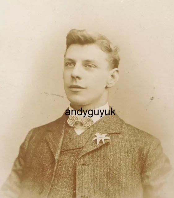 Cabinet Card Handsome Man Bow Tie Full Lips Wilcockson London Antique Photo Gay