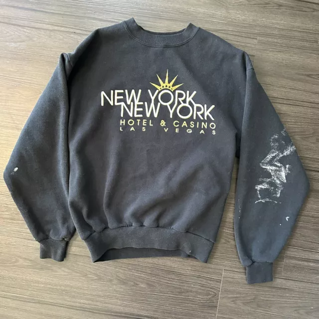 VTG New York New York Casino Las Vegas Black 90s Crewneck Sweatshirt Mens Size M