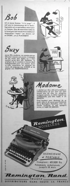 Publicité 1954 Silencieux Et Portable Machine A Ecrire Remington - Advertising