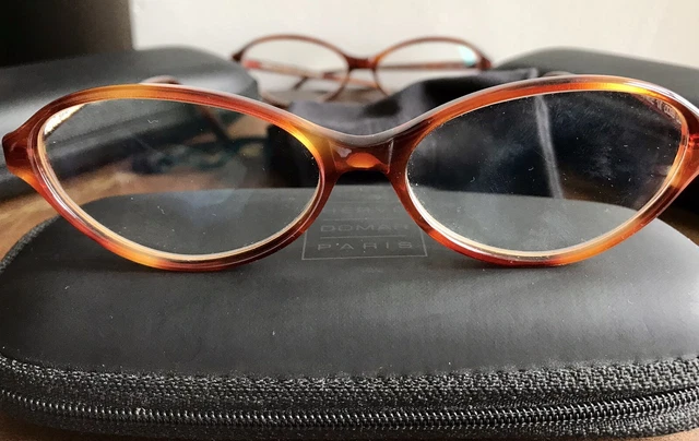 Herve Domar glasses x2 Handmade frames Cats Eye cases x3 Tortoiseshell France