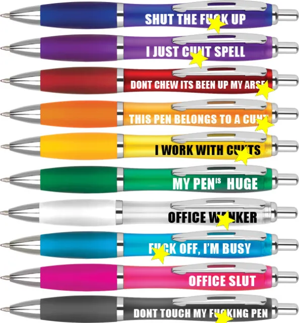 Funny Pens - Rude Cheeky Novelty Office Stationary Secret Santa Sweary Pen Fun
