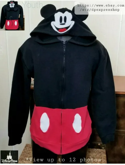 Disney Parks Be Mickey Mouse -Ears & Face Hood- Mickey Body- Hoodie YOUTH Sz XL