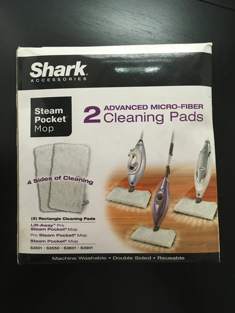 NEW Shark 2 Pack Microfiber Cleaning Pads for Steam Pocket Mops - Double Sided