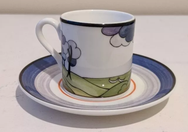 Wedgwood Clarice Cliff 'Blue Firs' Espresso Cup & Saucer Limited, Cafe Chic