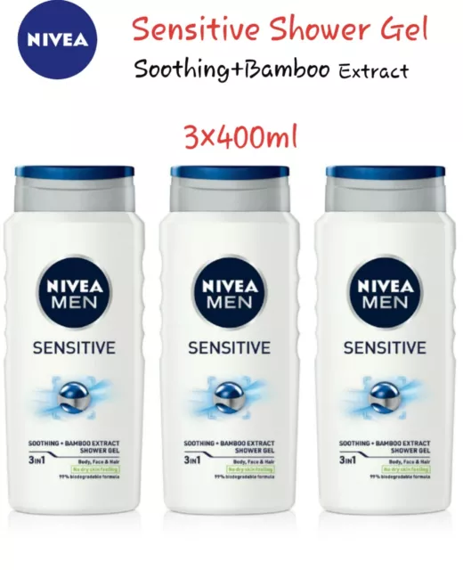 Nivea Men Sensitive Shower Gel - 3×400ml