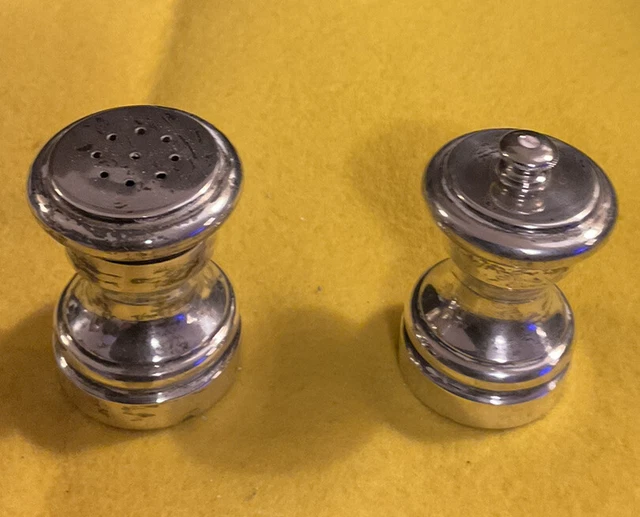 Sterling Silver Salt & Pepper Shaker Set. The Pepper Set Has  A Grinder