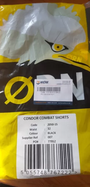 Orn Clothing 2050-15 Condor Men's Combat Shorts Black Size 32