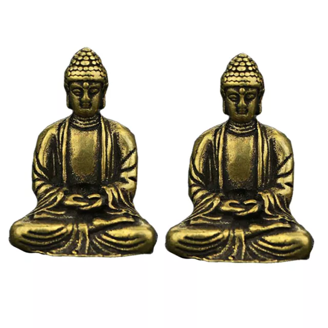Set of 2, Mini Buddha Statues Figurine Sitting Pose Fengshui  Decor Gift
