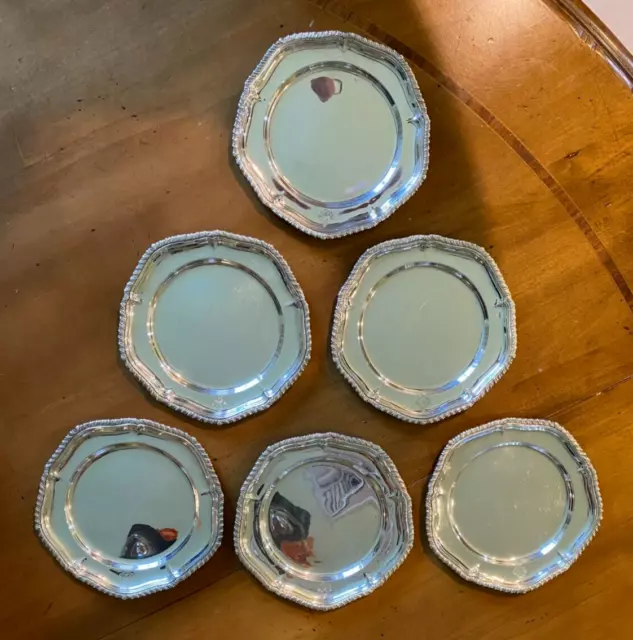 Set of 6 Georgian sterling silver bread plates Antique 1800-1849 era