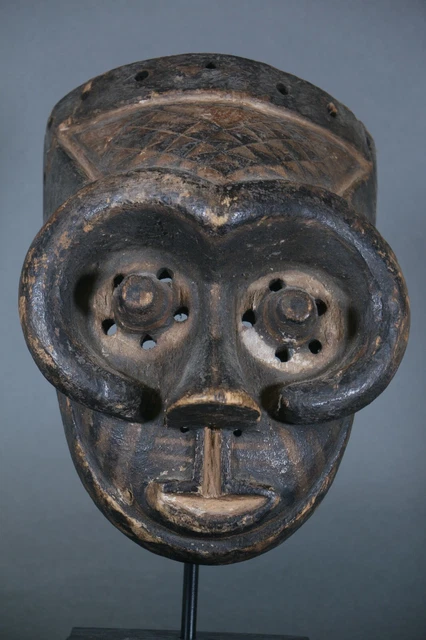 African Tribal Art , Kuba mask from n Congo(Zaire) Custom Stand Tribally Used