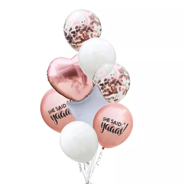 18pcs/set 12 Inch She Said Rose Gold, White, Latex Balloons and Star