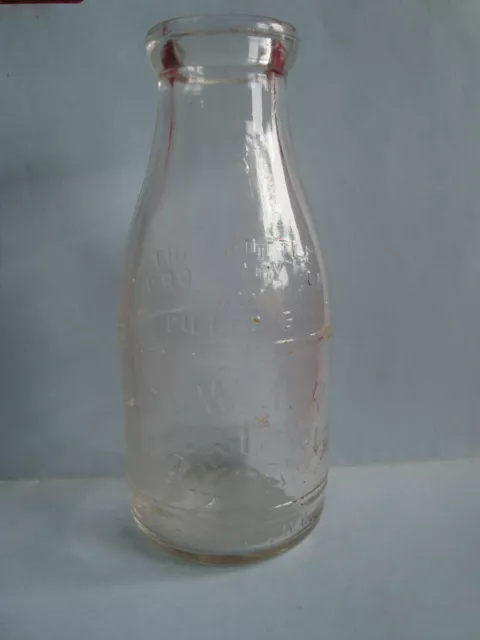 1950's One Pint Embossed Bowman Dairy Company Chicago, ILL Glass Milk Bottle