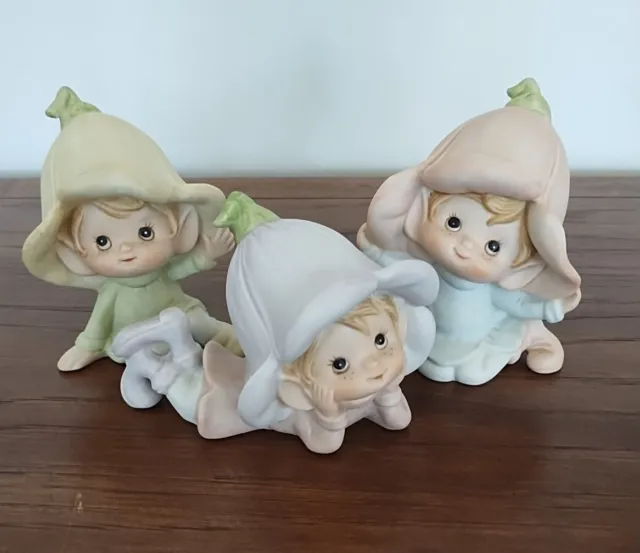 Vintage HOMCO Pixie Elf/ Fairy Set of 3 Figurines