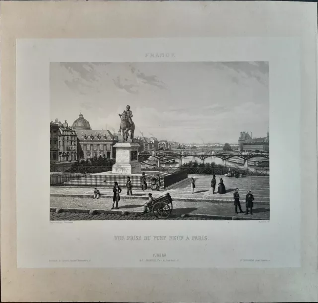View taken of the Pont new in Paris by Martens from a daguerreotype Lerebours 19