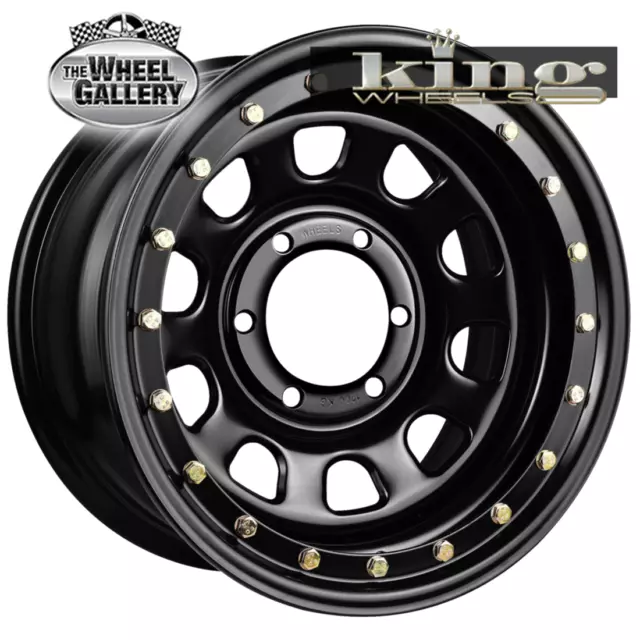 Set of  King D-Locker 16x8 6/139.7 0P Satin Black - Zinc Bolts Steel Wheels