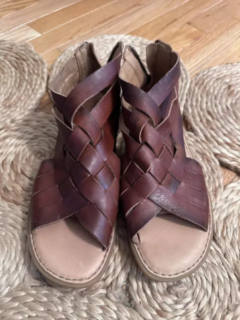 Born Women's Iwa Woven Leather Sandals Cuoio Brown Size 9