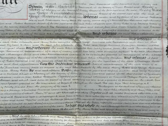 1876 indentured conveyance, Chertsey, Surrey, ￼ Maddocks & Simmons ￼