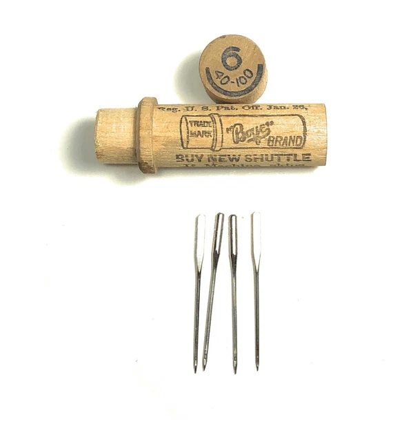 Antique Boye Sewing Machine Needles Wooden Tube No. 6 40-100