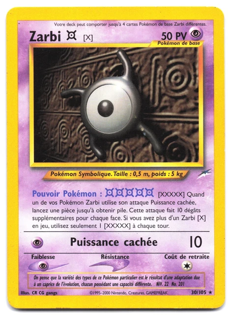 CARTE POKÉMON ZARBI X 30/105 EDITION 2 ED2 Neo Destiny VF FR EUR 17,99 ...