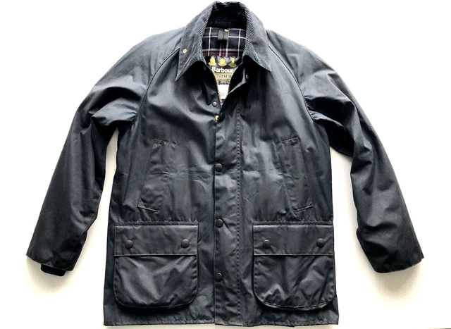 Vintage 1980s-1990'S Barbour Bedale 3 Warrant Waxed Cotton Oiled Jacket, Made in England, Men's XL cotton black type Vintage Second Hand