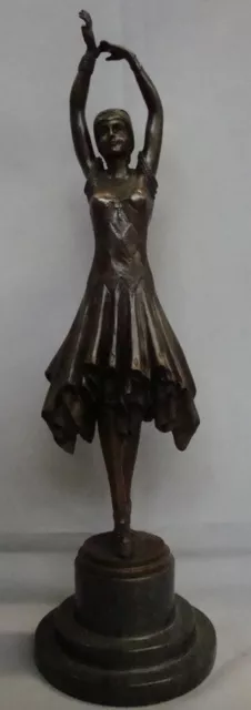 Estatua Bailarín Art Deco Estilo Art Nouveau Estilo Bronce sólido Firmado