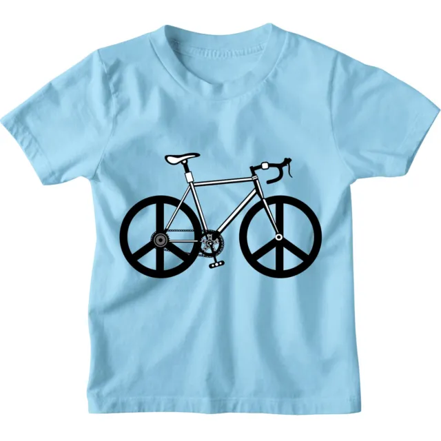Peace Bike Cycling Cyclist Bicycle Kids Boys Girls T-Shirt | Screen Printed
