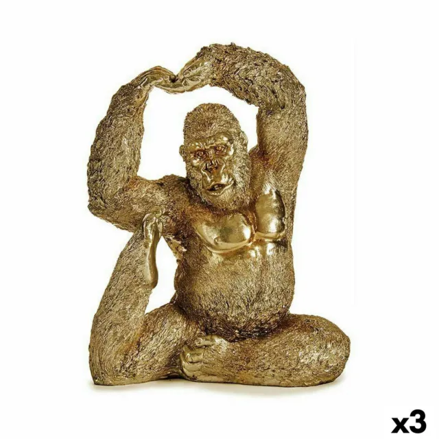 Figura Decorativa Yoga Gorila Dorado 14 x 30 x 25,5 cm [3 Unidades]