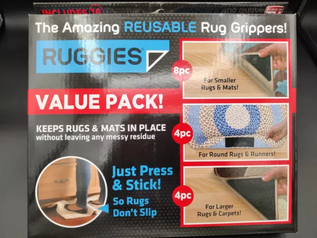 Ruggies Rug Grippers *Value Pack* NIB Reusable Washable As Seen On TV