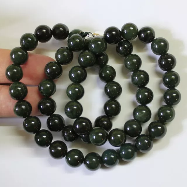 100% Natural Jadeite (Grade A) Untreated Dark Oily Green JADE Necklace 21" #N194