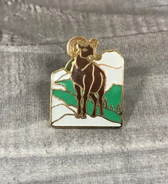 Bighorn Sheep Mountain Scene Lapel Hat Jacket Vest Bag Pin Doris Lee Originals Bighorn Sheep Mountain Scene Lapel Hat Jacket Vest Bag Pin Doris Lee Originals