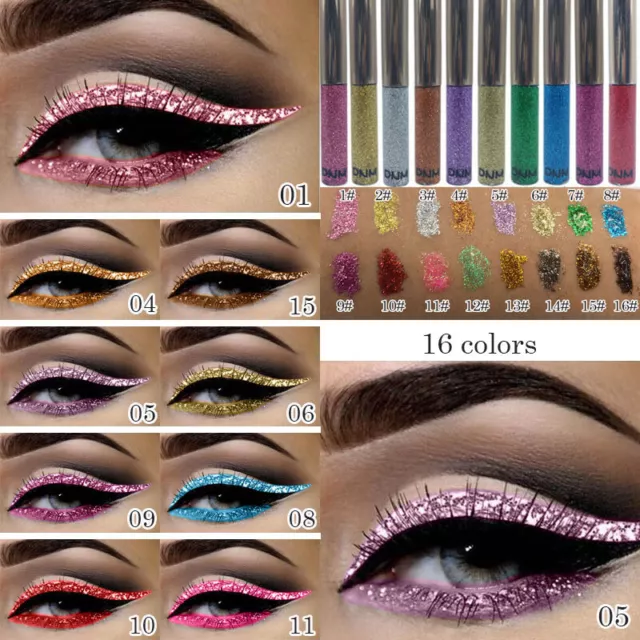 Delineador de ojos líquido resistente al agua diamante maquillaje brillo lentejuelas 3