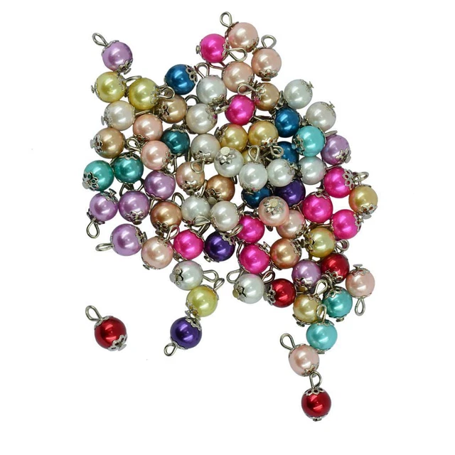 50 Stück Handgefertigte Bunte Glasperlen-Gänseblümchenkappe Charms Anhänger