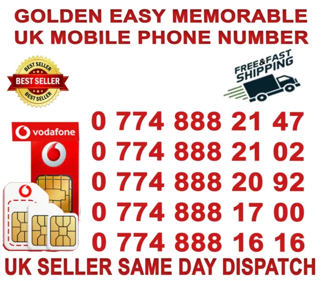 NUMERO DI CELLULARE VIP GOLDEN EASY MEMORABLE UK (Vodafone B 57)